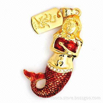 Secure Jewelry USB Thumb Drive, 1 to 256GB Capacity, 10 Years Minimum Data Retention